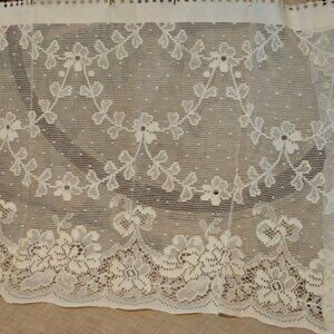 All cotton vintage Cream Window Valance with clips